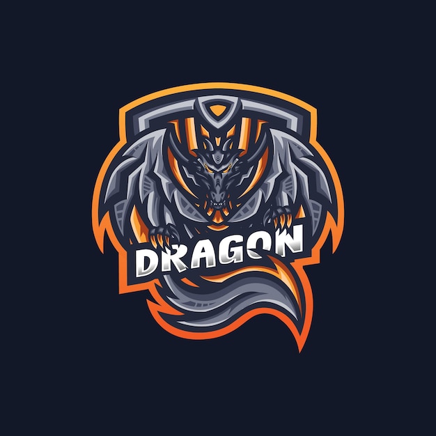 Шаблон логотипа игрового талисмана Dragon esport для команды стримеров.