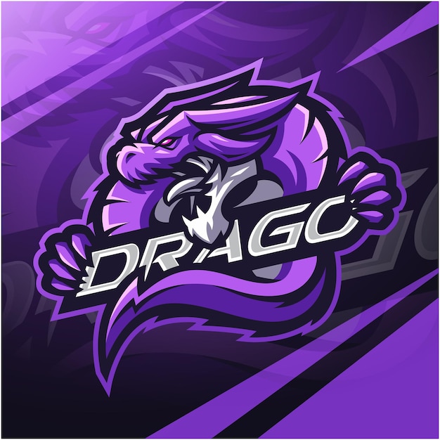 Vector dragon esport mascot logo design