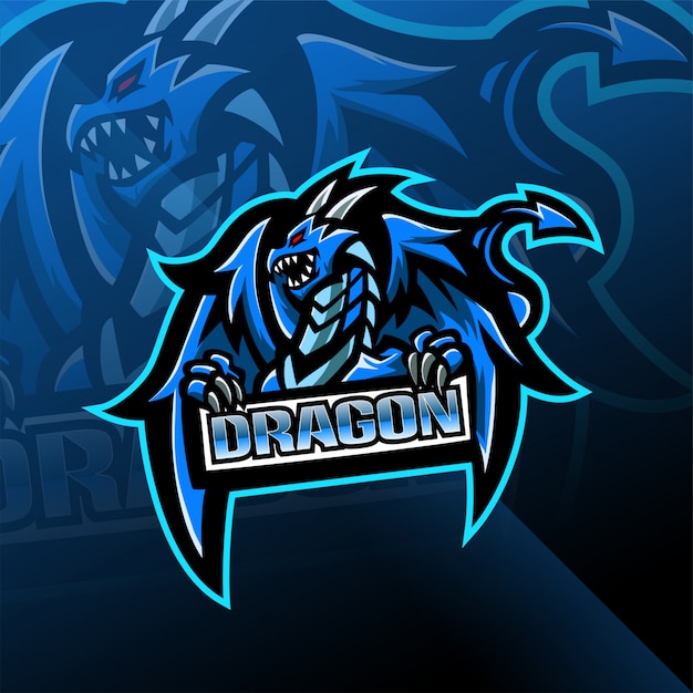 Disegno del logo mascotte dragon esport