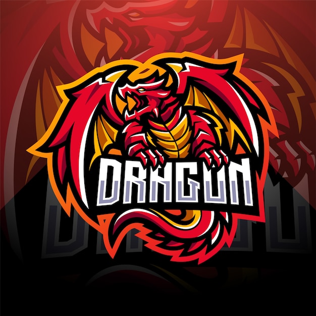 Design del logo della mascotte di dragon esport