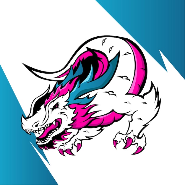 Disegno del logo della mascotte dragon esport