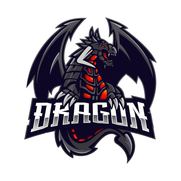 Vector dragon esport mascotte logo ontwerp vector