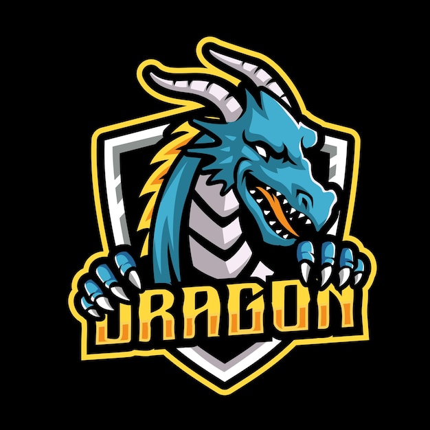 Vector dragon esport mascotte logo ontwerp