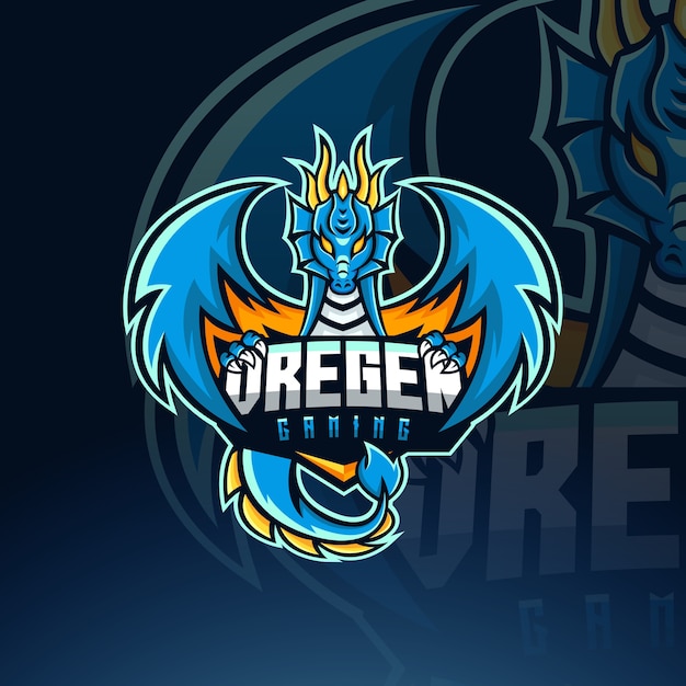 Dragon esport mascotte logo sjabloon