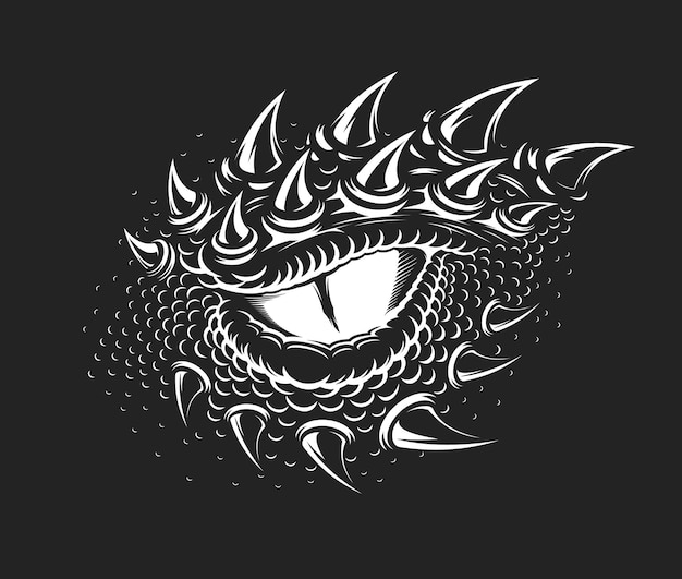 Vector dragon eye tattoo monster reptile crocodile beast