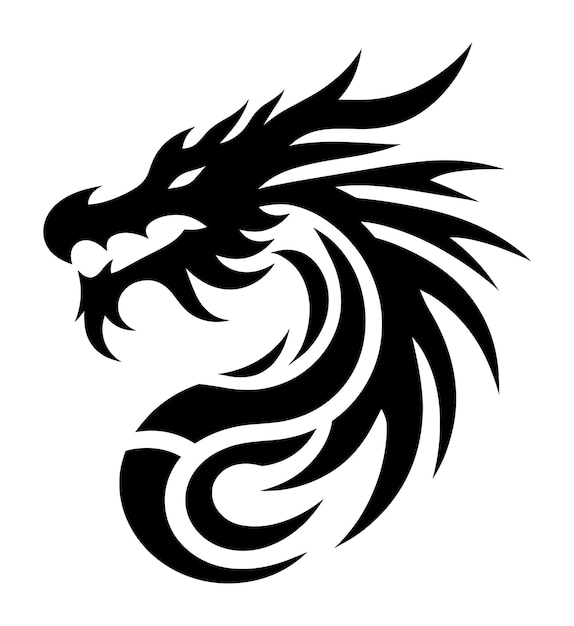 Vector dragon face car decal and motorcycle sticker vector illustration dragon head silhouette tattoo and airbrush stencil