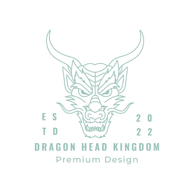 Dragon face drawing mascot mythology historic logo line design vector