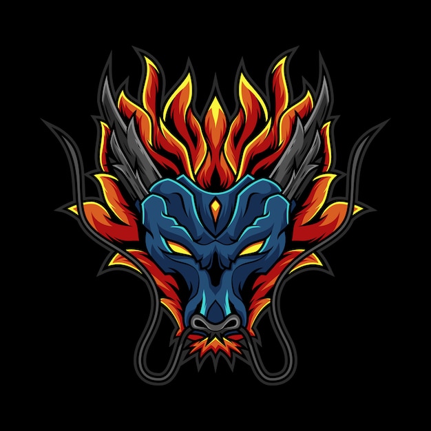 Dragon fire head logo illustratie