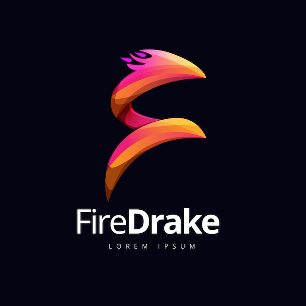 Dragon Fire Shape Logo Concept