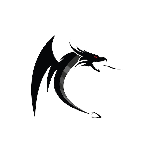 Vector dragon flat color logo template vector illustration
