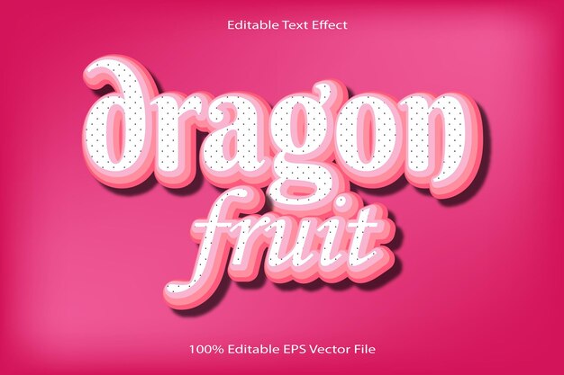 Dragon Fruit bewerkbaar teksteffect 3D reliëf cartoon verloopstijl