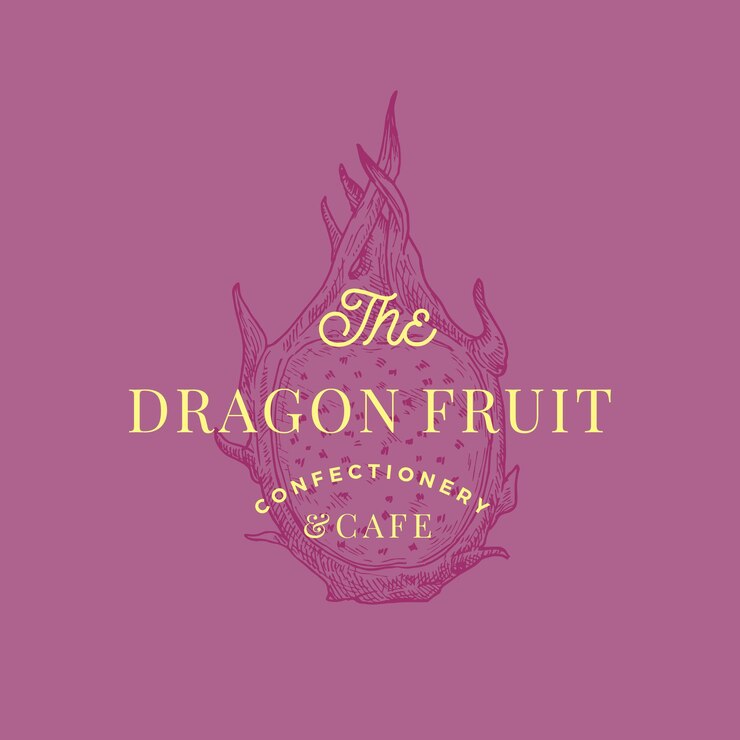 Vector dragon fruit cafe abstract  sign, symbol or logo template.