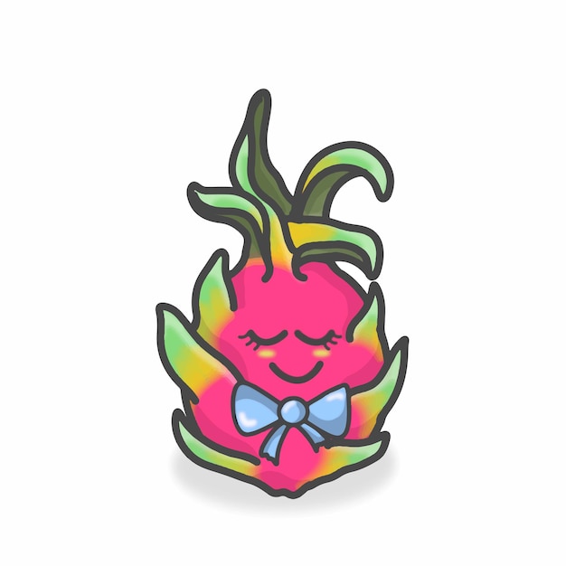 Dragon Fruit Cute Character Flat Cartoon Vector Design Illustration