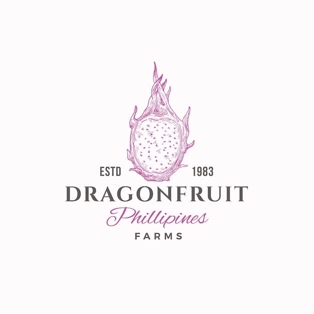 Segno astratto di dragon fruit farms, simbolo o modello di logo.