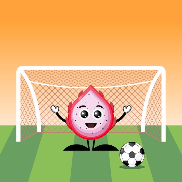 Dragon fruit foot ball character cute logo