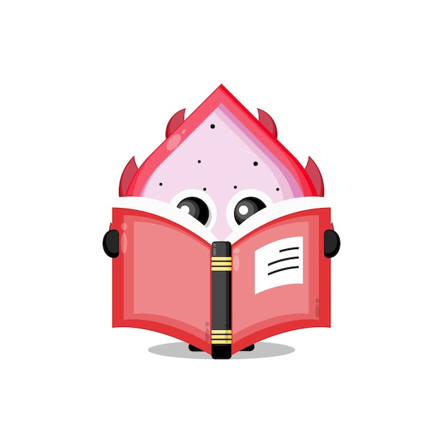 Frutto del drago che legge un libro simpatico personaggio mascotte