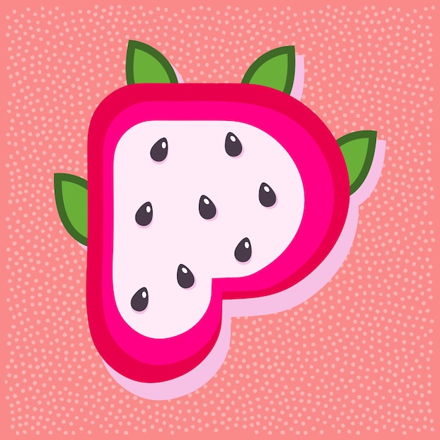 Dragon fruit stijl alfabet tekst letter P