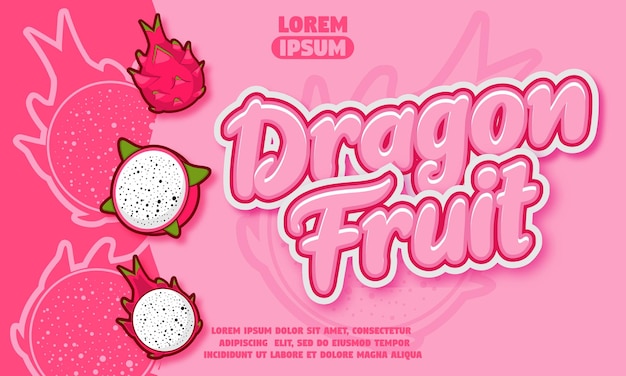 dragon fruit text effect with dragon fruiticon background