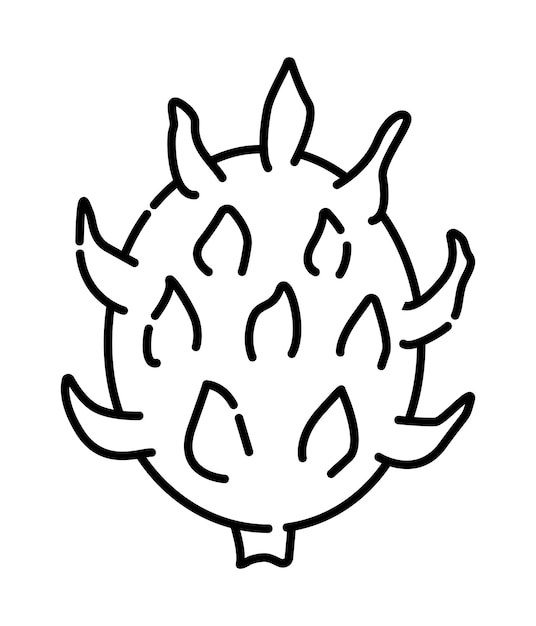 Dragon fruit zwart-wit vector lijn pictogram