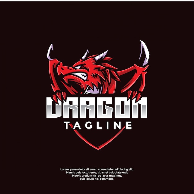 Modello di logo di gioco del drago