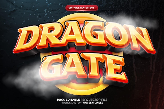 벡터 dragon gate game adventure 3d 편집 가능한 텍스트 효과 템플릿