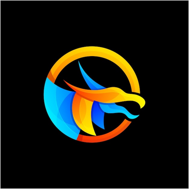 Dragon gradiënt logo ontwerp vector