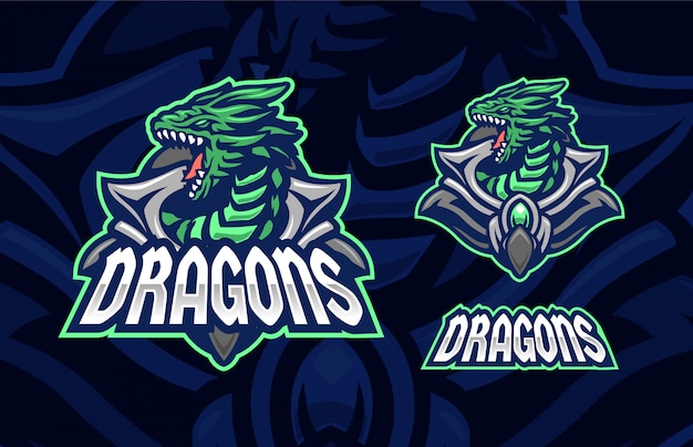 Dragon green premium sport logo simbolo concetto