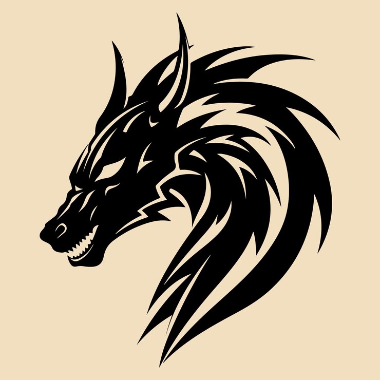 Premium Vector | Dragon head black silhouette vector