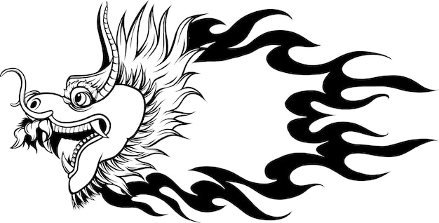 Vector dragon head black and white vector