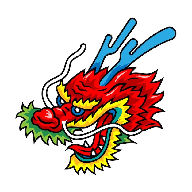 Dragon head for Chinese New Year isolated on white background Vector illustration