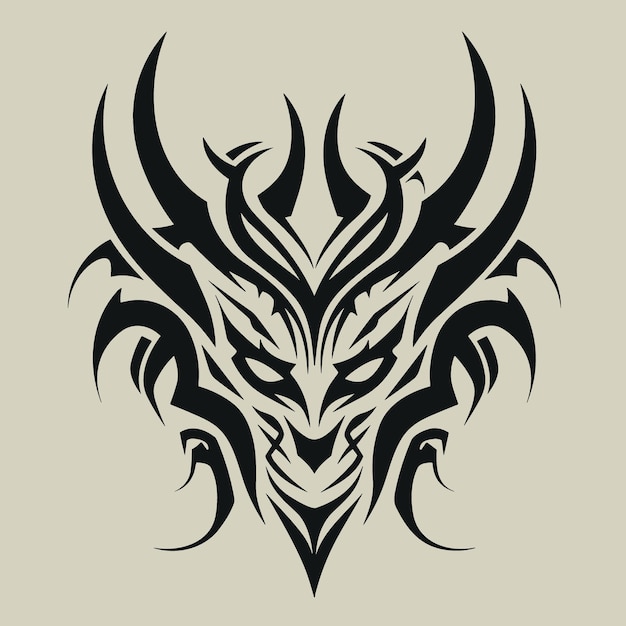 Dragon head designs in black and white for tattoos