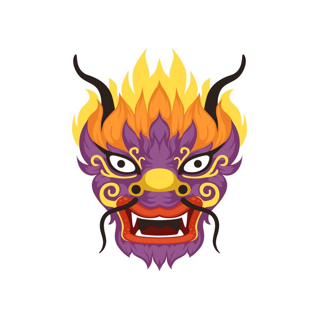 Dragon head element of Chinese traditional Boat Festival vector Illustration on a white background