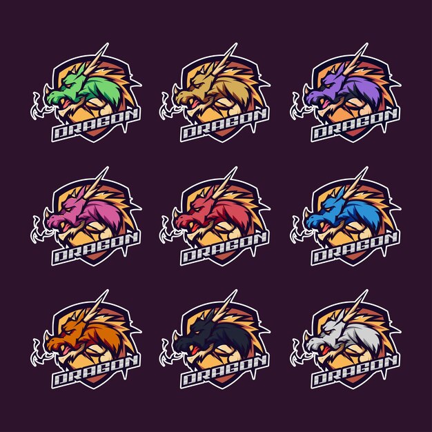 Dragon Head Esport Logo Beast Team Color Collection Set
