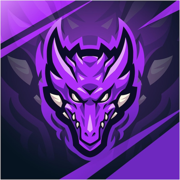 Dragon head esports mascot logo design