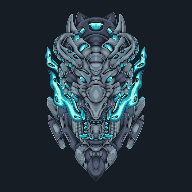 Dragon head fire cyberpunk