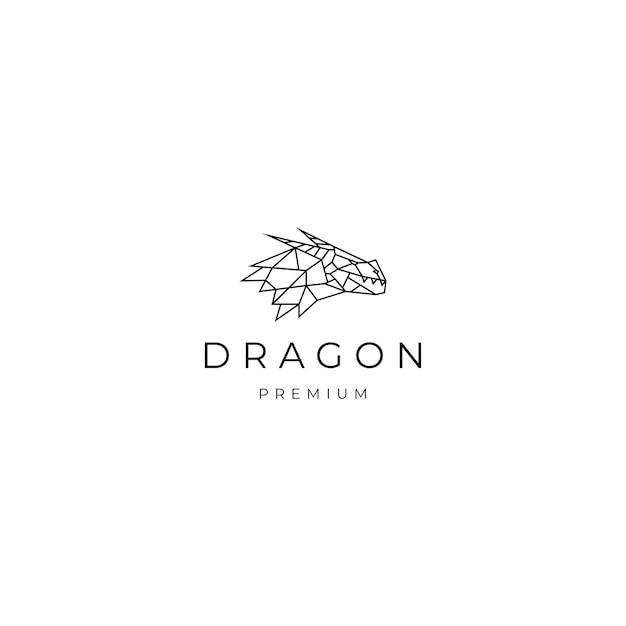 Dragon head geometric polygonal logo vector icon design template