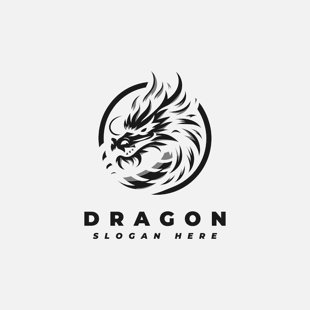 Dragon head logo design with a simple pattern