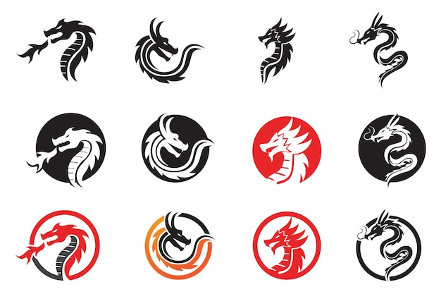 Dragon head logo and symbol vector