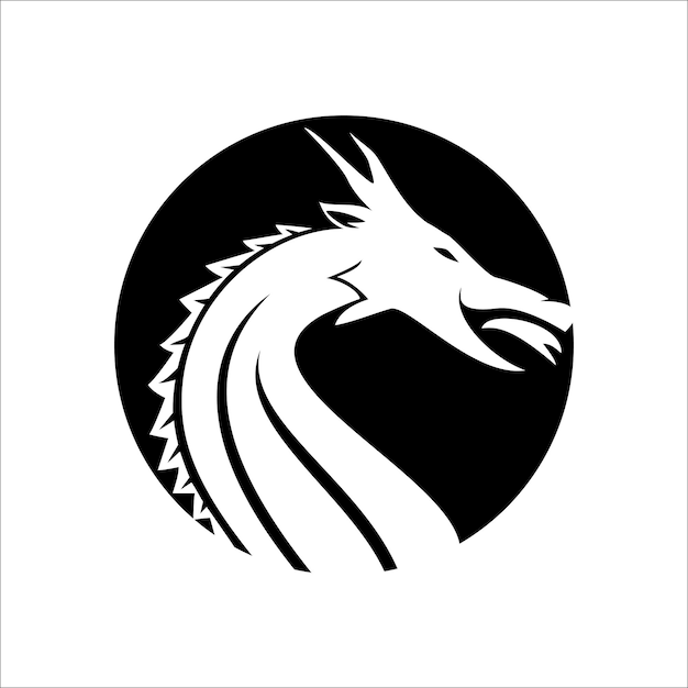 dragon head logo template design. monster silhouette, sign and symbol.