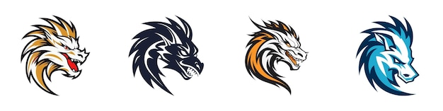 Векторная иллюстрация логотипа головы дракона