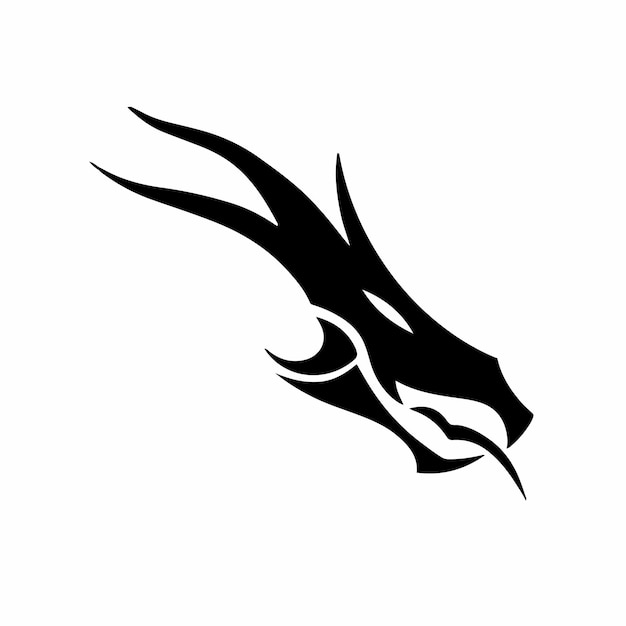 Premium Vector | Dragon head logo on white  stencil tattoo  design  vector illustration