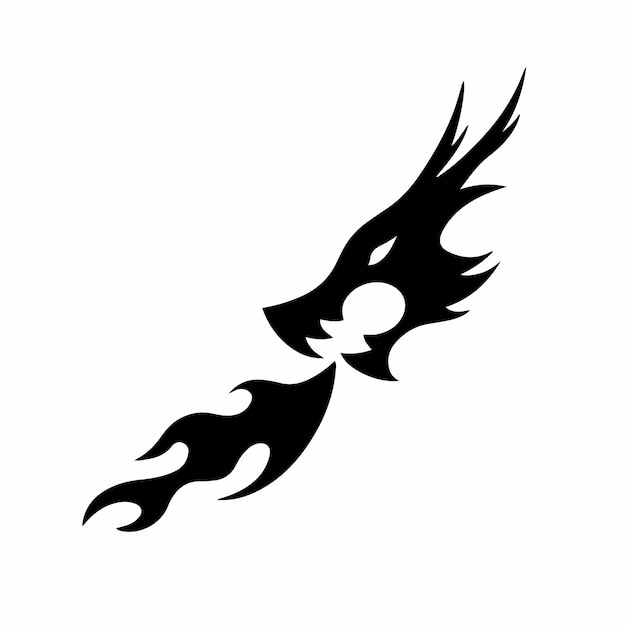 Dragon head logo on white background.tribal stencil tattoo design concept.flat vector illustration