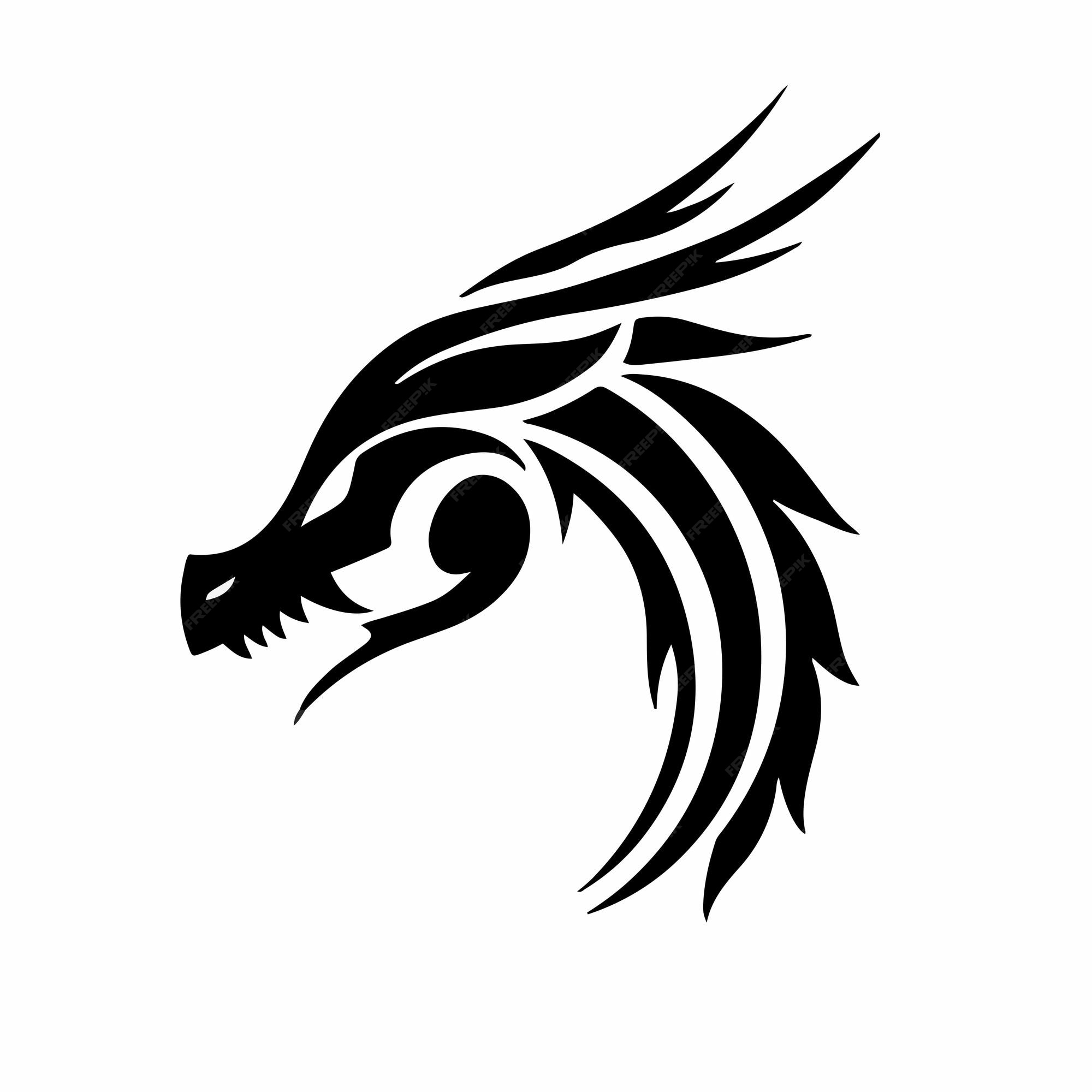 Premium Vector  Dragon head logo on white background.tribal stencil tattoo  design concept.flat vector illustration