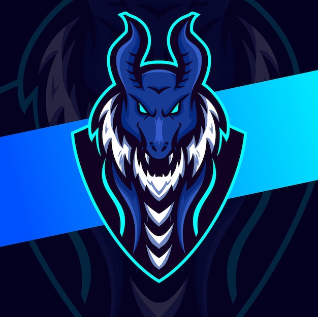 Vector dragon head mascot esport logo character design voor gaming logo team