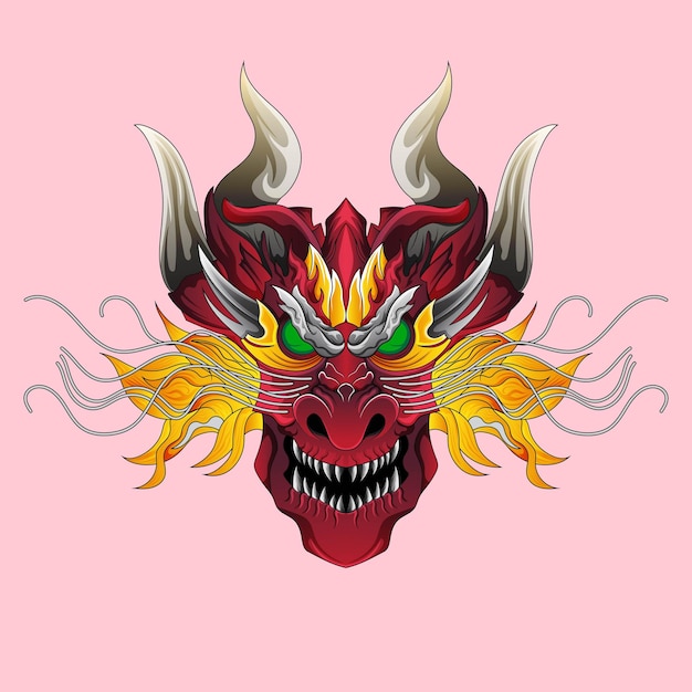 Vector dragon head monster mascot and logo design dragon tattoos