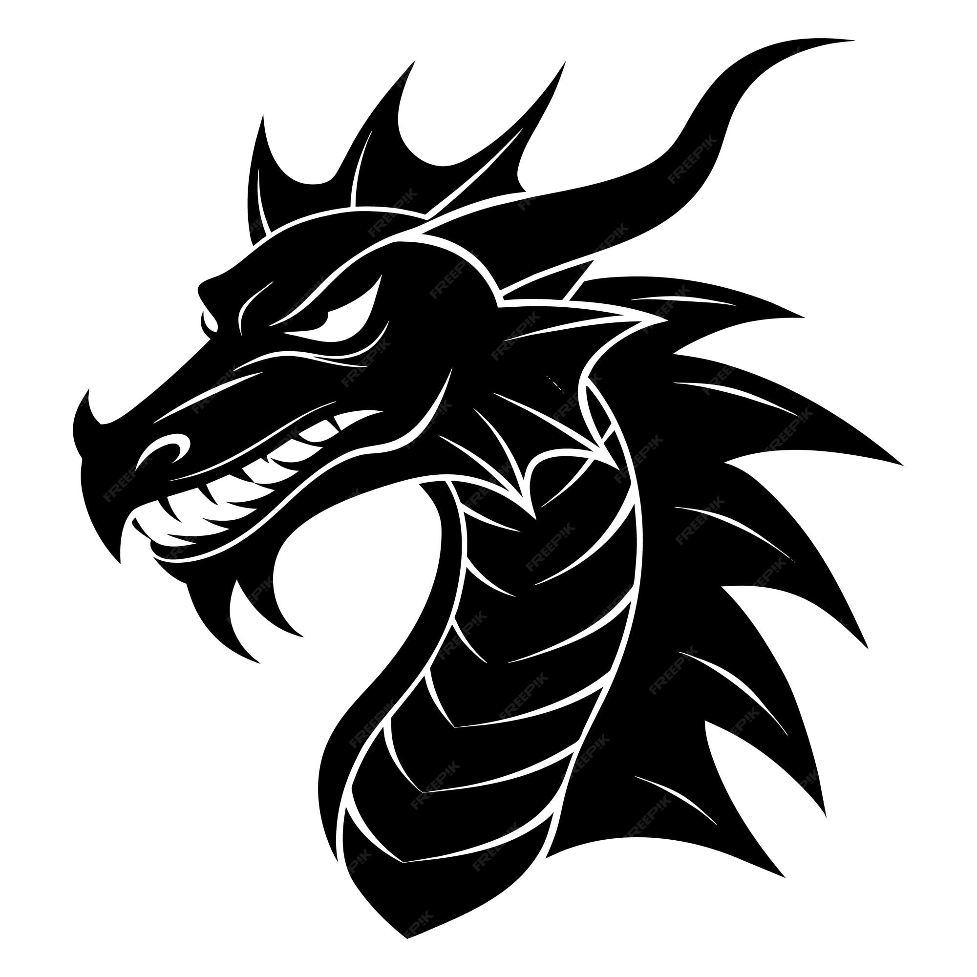 Premium Vector | Dragon Head Silhouette on White Background