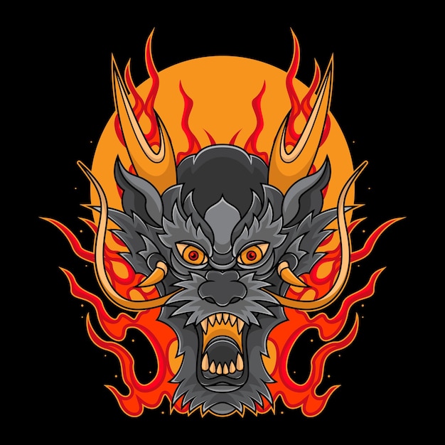 Dragon head traditional tattoo