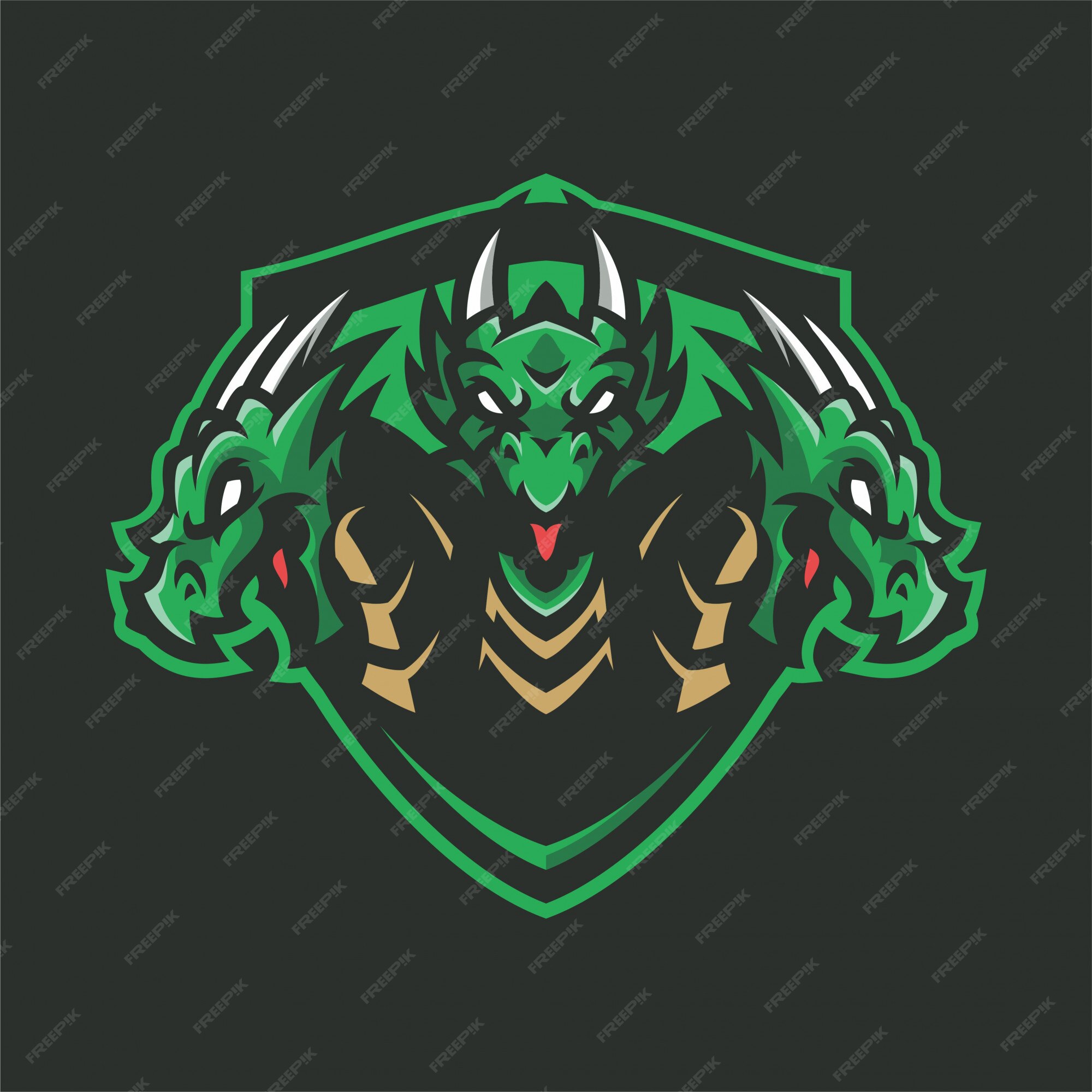 Premium Vector | Dragon hydra mascot head sport logo