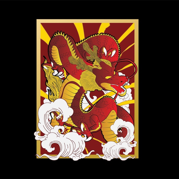 dragon illustration design for sukajan is mean japan traditional cloth or tshirt