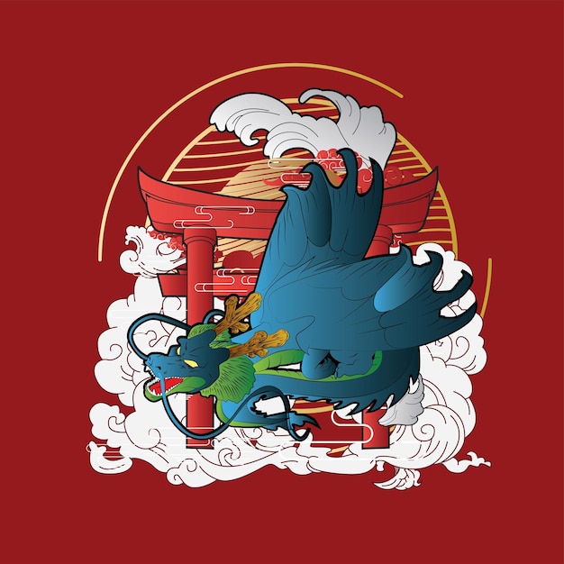 dragon illustration design for sukajan is mean japan traditional cloth or tshirt